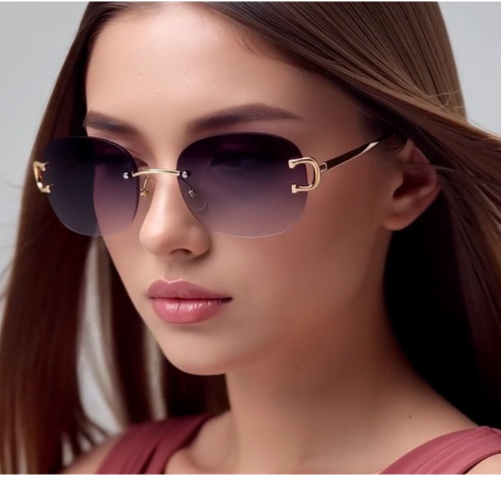 Chick Rimless Sunglasses For Women Sleek Modern Rimless Vintage UV400 Protection